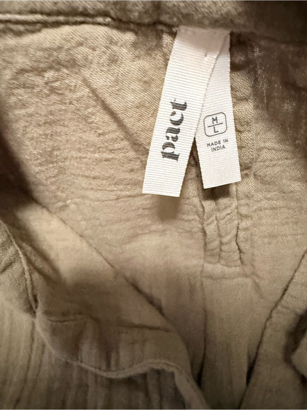 Pact Coastal Double Gauze Oversized Shirt Driftwood Brown Organic Cotton M/L - Picture 3 of 8
